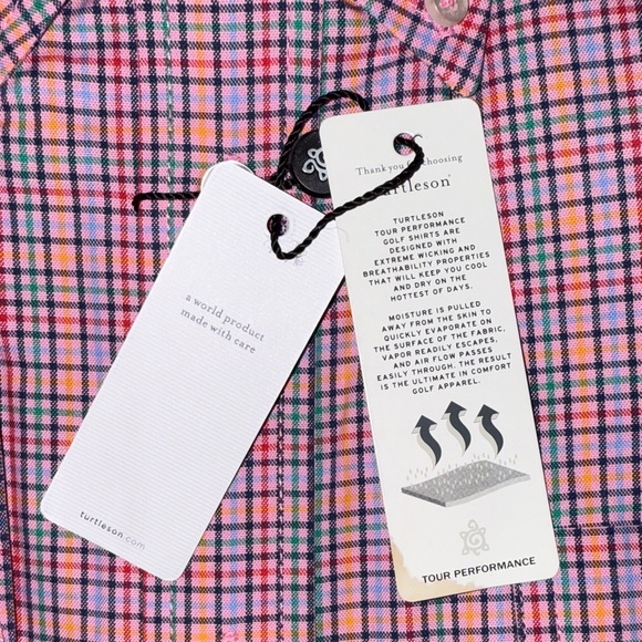 NWT Turtleson Men's Pink Checkered Button-Down Shirt Size Medium - Picture 3 of 3